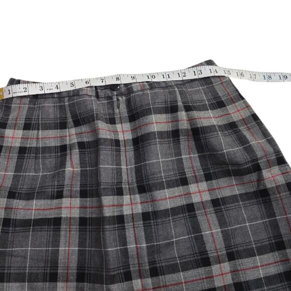Pendleton Plaid Gray Red and Black Virgin Wool Midi Skirt Size Medium - Picture 5 of 11